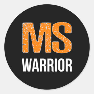 Warrior Multiple Sclerosis Awareness  Classic Round Sticker
