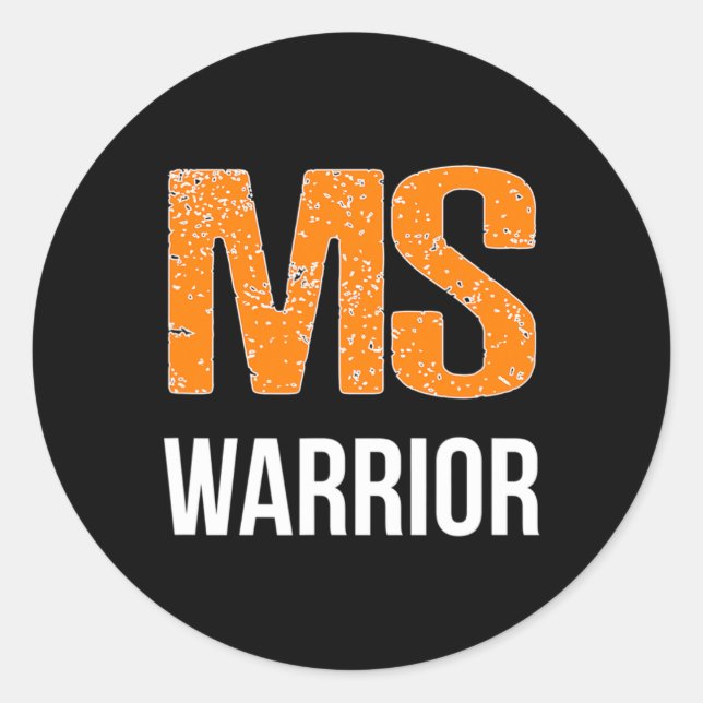 Warrior Multiple Sclerosis Awareness  Classic Round Sticker (Front)