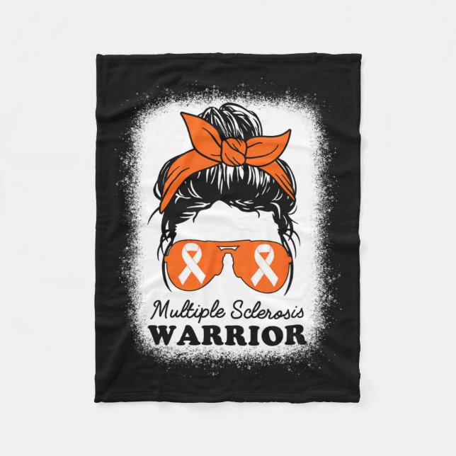 Warrior Multiple Sclerosis Awareness Messy Bun Mum Fleece Blanket (Front)