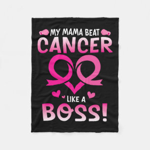 Warrior My Mama Beat Breast Cancer Like A Boss Fig Fleece Blanket