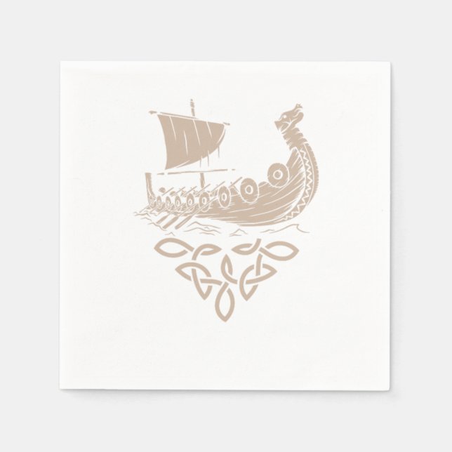Warrior Norse Mythology Viking Ship Valhalla Gift Napkin (Front)