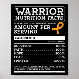 Warrior Nutrition Facts Leukaemia Awareness Ribbon Poster
