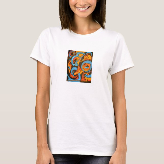 Warrior One Yogi-Hand Painted Abstract Art T-Shirt (Front)
