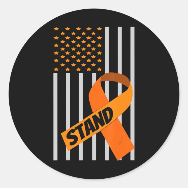 Warrior Orange Ribbon Leukaemia Cancer Awareness  Classic Round Sticker (Front)