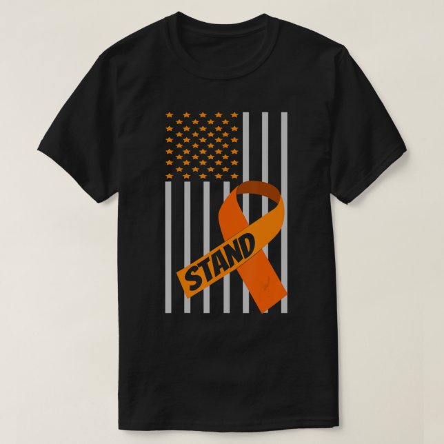 Warrior Orange Ribbon Leukaemia Cancer Awareness  T-Shirt (Design Front)