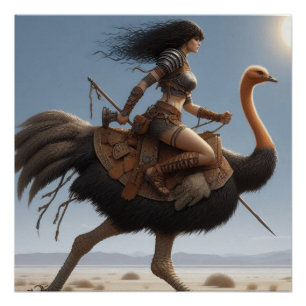 Warrior Ostrich  Poster