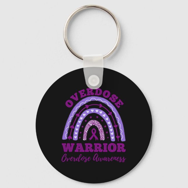 Warrior Overdose Awareness Rainbow  Key Ring (Front)