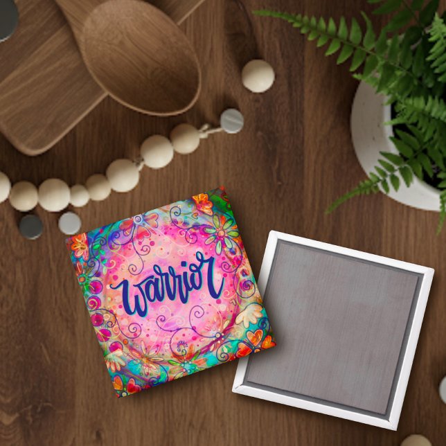 Warrior Pink Floral Inspirational Pretty Trendy  Magnet (Creator Uploaded)