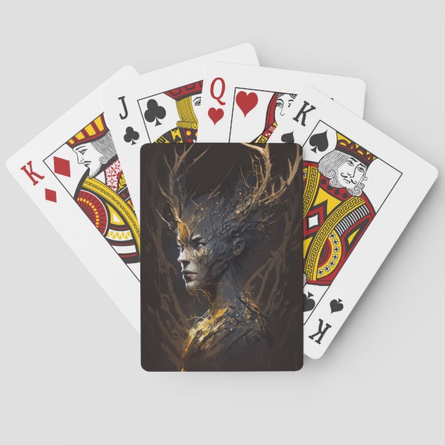 Warrior Portrait Fantasy Painting Dark Character  Playing Cards (Back)