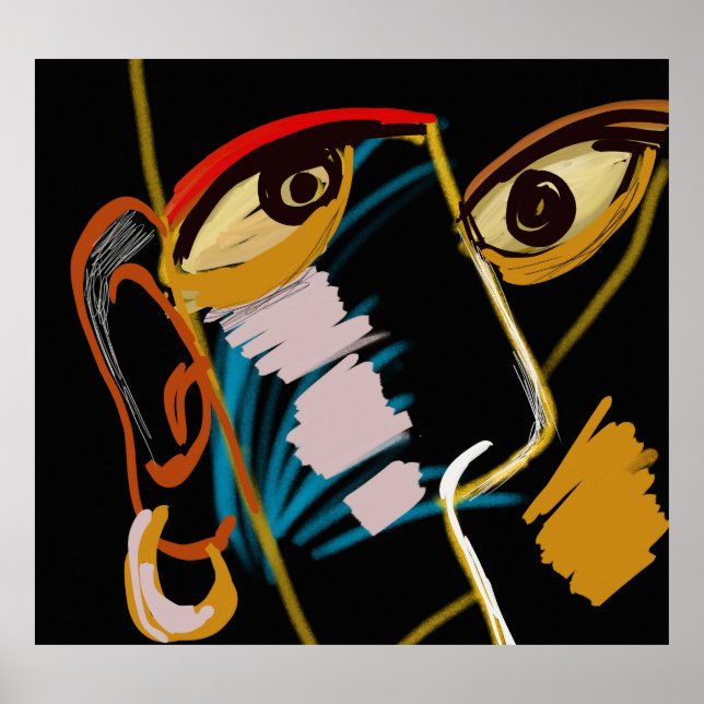 Warrior Portrait: Primitive Oil Abstraction Poster (Front)