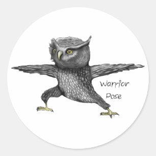 Warrior pose classic round sticker