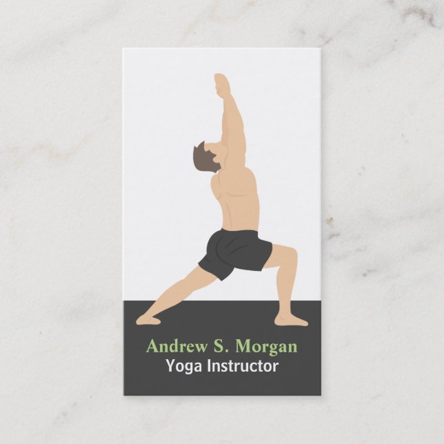 Warrior Pose Male Trainer Yoga Business Cards (Front)