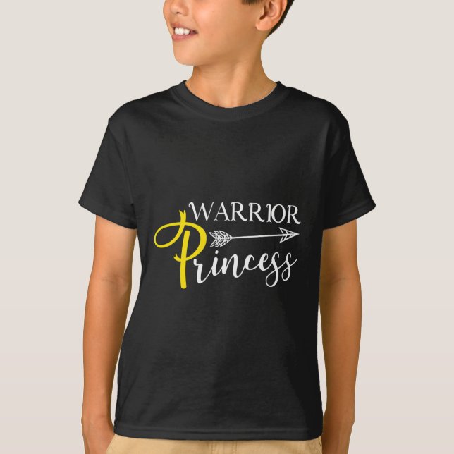 Warrior Princess Childhood Cancer Awareness  T-Shirt (Front)