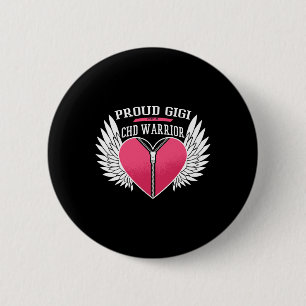 Warrior Proud Gigi Zipper Heart With Angel Wings  6 Cm Round Badge