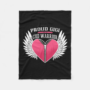 Warrior Proud Gigi Zipper Heart With Angel Wings Fleece Blanket