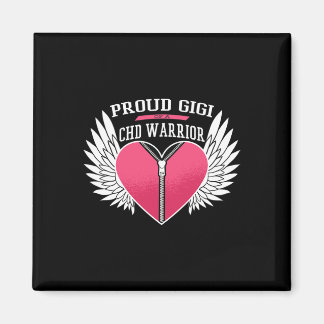 Warrior Proud Gigi Zipper Heart With Angel Wings  Magnet