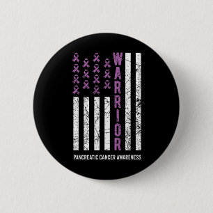 Warrior Purple Ribbon Pancreatic Cancer Awareness  6 Cm Round Badge