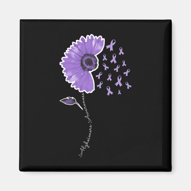 Warrior Purple Sunflower Cute Ribbon  Magnet (Front)