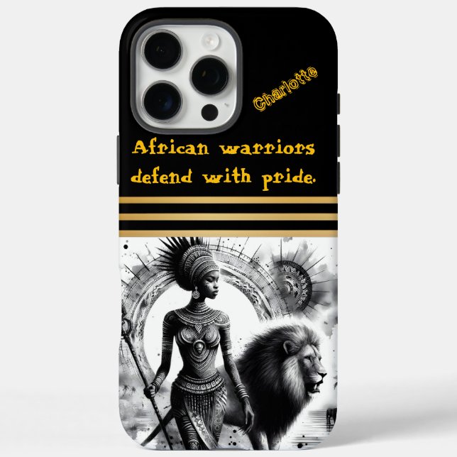 Warrior queen and her fierce lion stride Case-Mate iPhone case (Back)