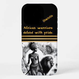 Warrior queen and her fierce lion stride iPhone 16 pro max case