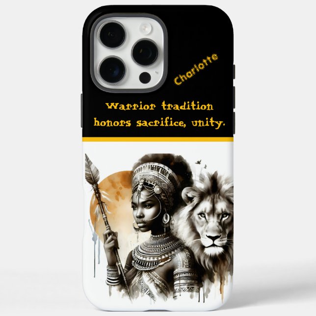 Warrior queen with her lion companion Case-Mate iPhone case (Back)