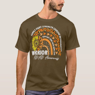 Warrior Rainbow Orange Ribbon ADHD Awareness  T-Shirt