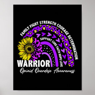 Warrior Rainbow Purple Ribbon Opioid Overdose Awar Poster