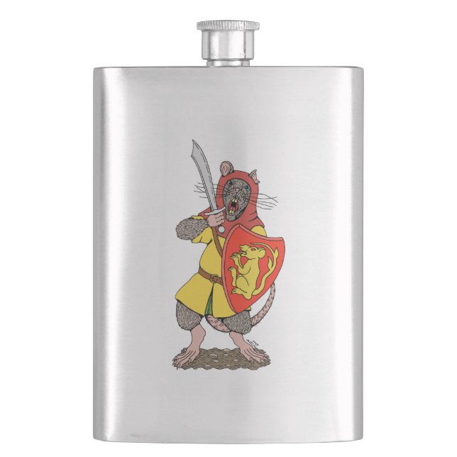 Warrior Rat with Falchion Hip Flask (Front)