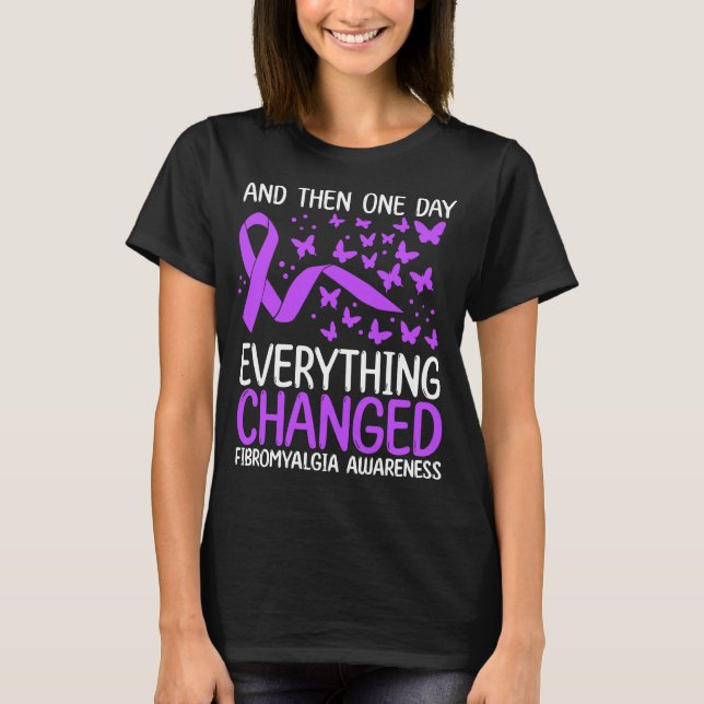 Warrior Ribbon Fighter Fibromyalgia Awareness T-Shirt (Front)