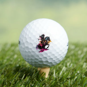 Warrior riding horse in watercolor golf balls