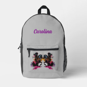 Warrior riding horse in watercolor      printed backpack