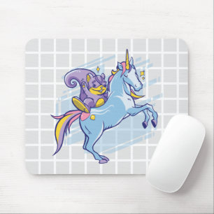 Warrior Riding Unicorn Grid Mouse Pad