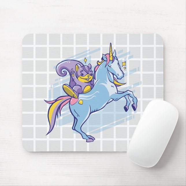 Warrior Riding Unicorn Grid Mouse Pad (With Mouse)