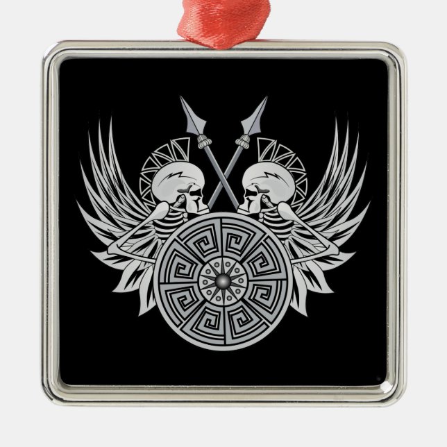 Warrior Skulls Metal Tree Decoration (Front)