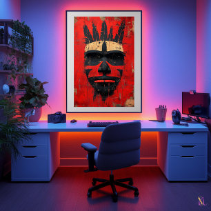 Warrior Spirit Mask – Indigenous Tribal Power Poster