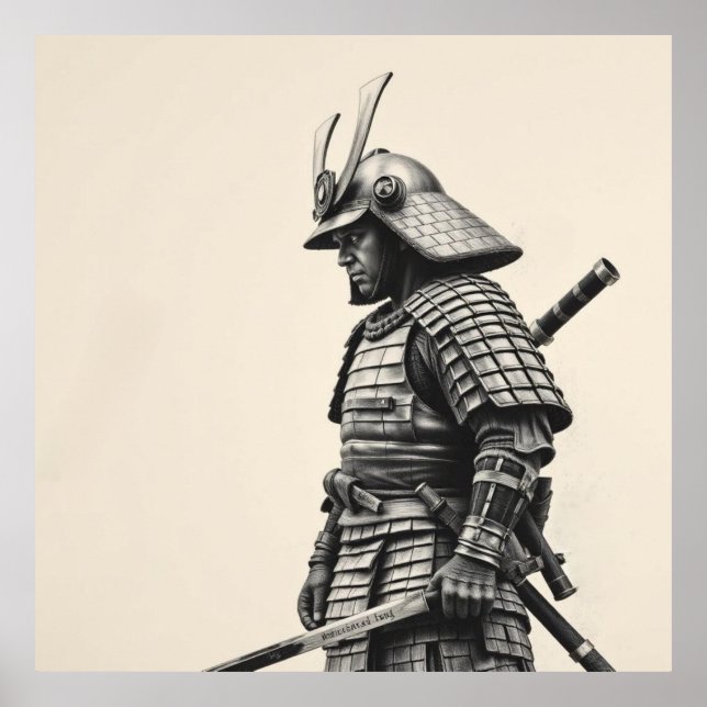 Warrior Spirit: Samurai Charcoal Art Poster (Front)