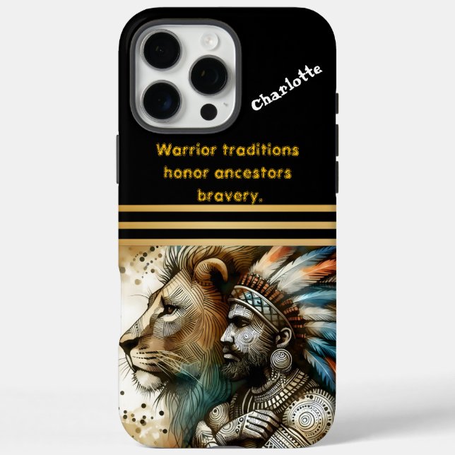 Warrior stands proud with a lion Case-Mate iPhone case (Back)