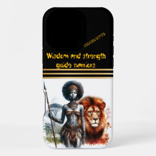 Warrior stands proud with a lion iPhone 16 pro max case