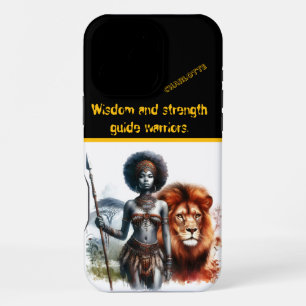 Warrior stands proud with a lion iPhone 16 pro max case