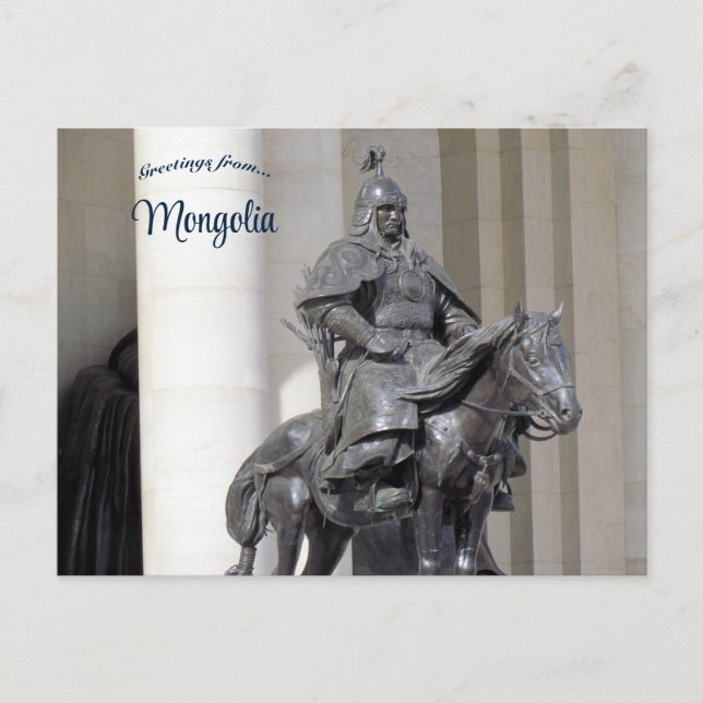 Warrior Statue in Sukhbaatar Square Mongolia Postcard (Front)