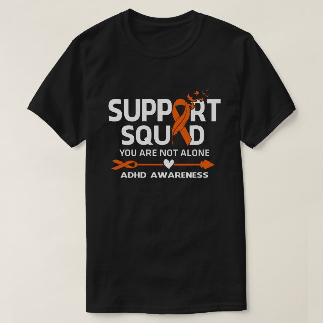 Warrior Support Squad ADHD Awareness Feather T-Shirt (Design Front)