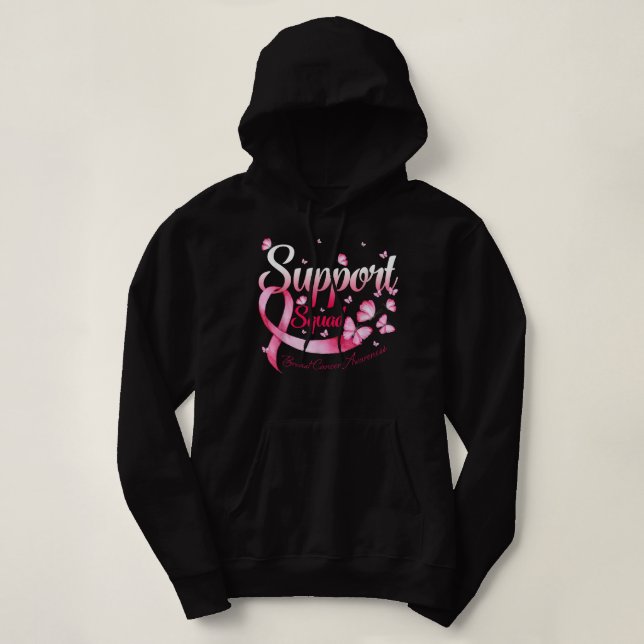 Warrior Support Squad Butterfly Breast Cancer Awar Hoodie (Design Front)