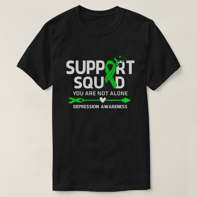 Warrior Support Squad Depression Awareness Feather T-Shirt (Design Front)