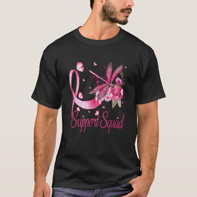 Warrior Support Squad Dragonfly Breast Cancer T-Shirt (Front)