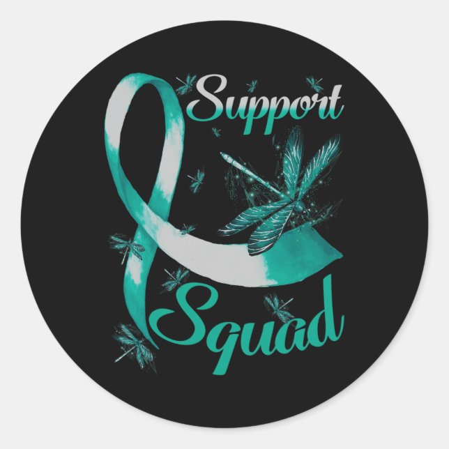 Warrior Support Squad Dragonfly Polycystic Kidney  Classic Round Sticker (Front)
