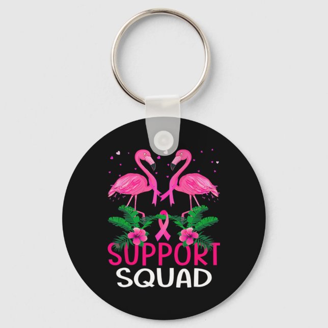 Warrior Support Squad Flamingo Breast Cancer Aware Key Ring (Front)