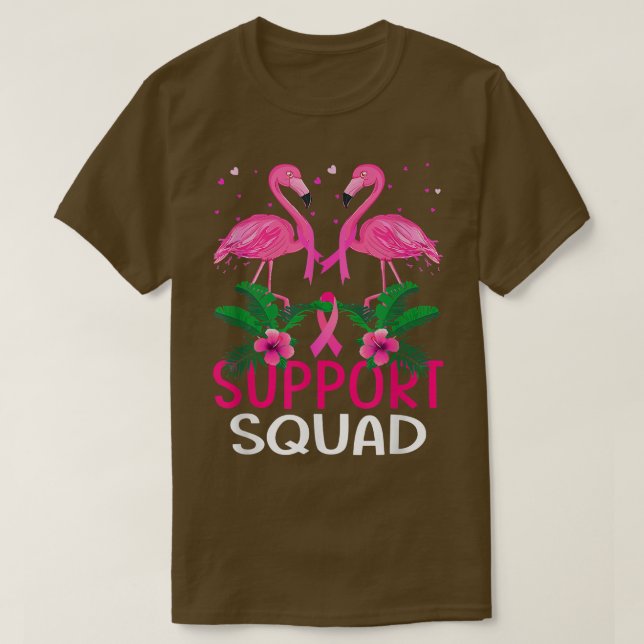 Warrior Support Squad Flamingo Breast Cancer Aware T-Shirt (Design Front)