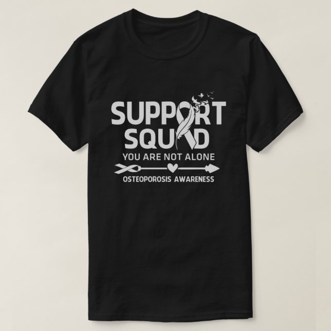 Warrior Support Squad Osteoporosis Awareness Feath T-Shirt (Design Front)