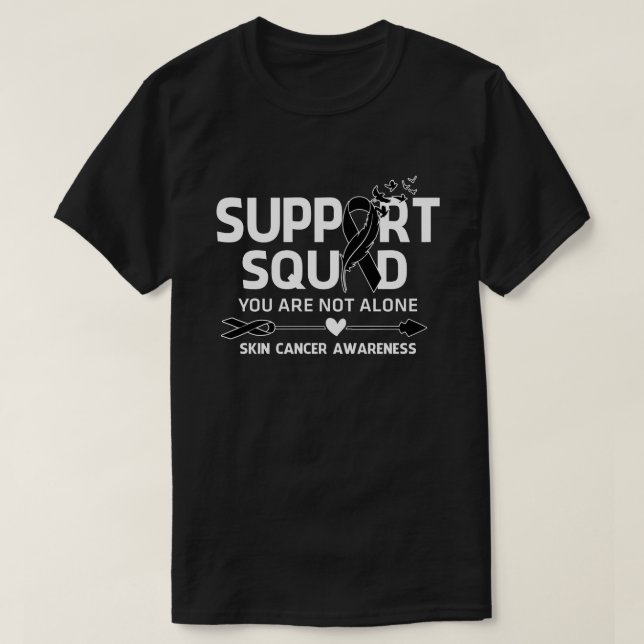 Warrior Support Squad Skin Cancer Awareness Feathe T-Shirt (Design Front)