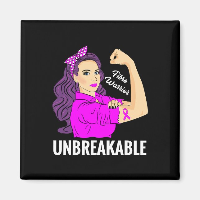 Warrior Unbreakable Fibromyalgia Awareness Tee  Magnet (Front)